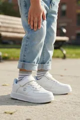 Beyaz Cırtlı Bağcıklı Konforlu Unisex Çocuk Sneaker Günlük Spor Ayakkabı 3