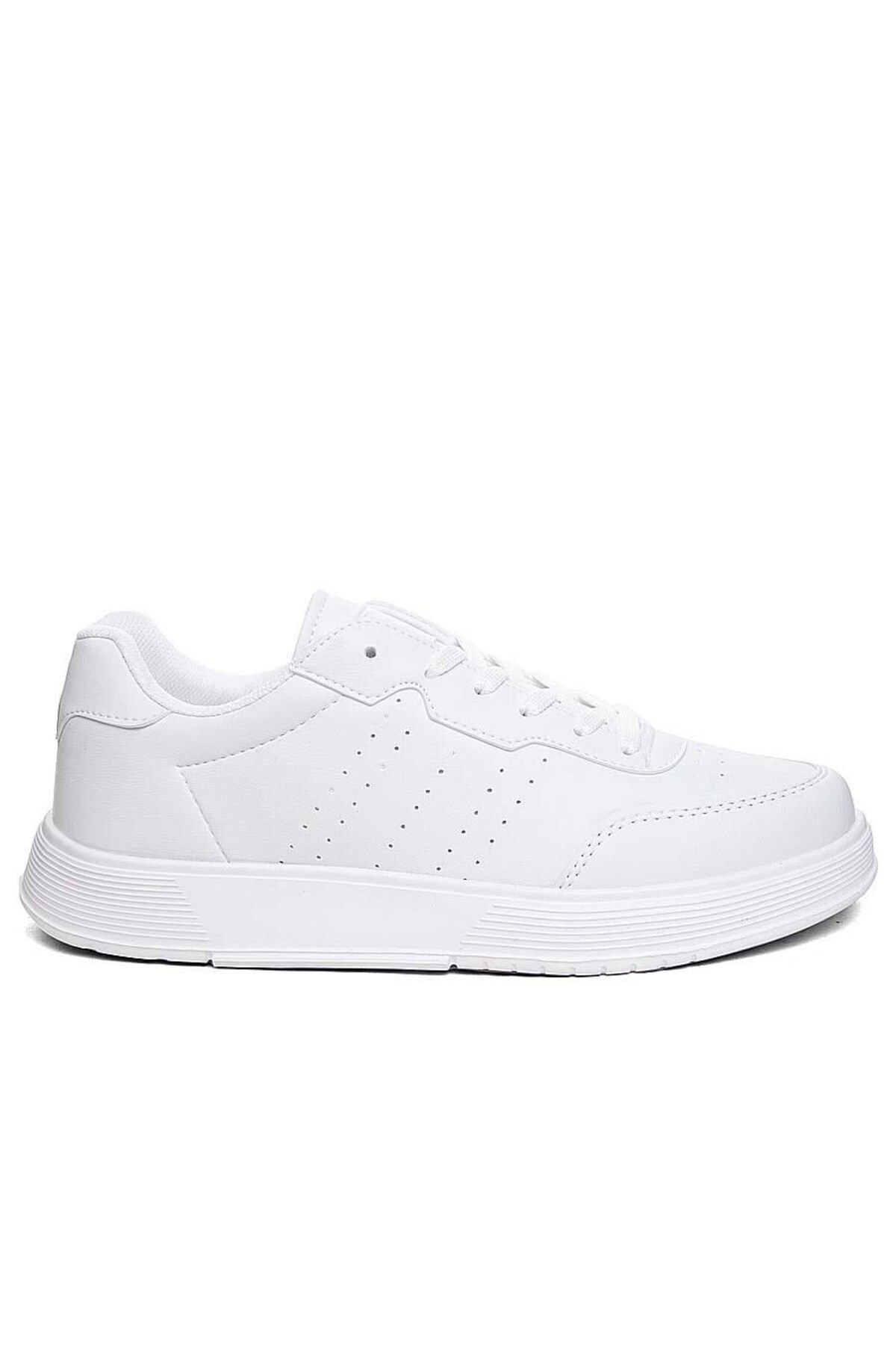 Beyaz Unisex Hafif Taban Günlük Yürüyüş Rahat Sneaker Spor Ayakkabı 4