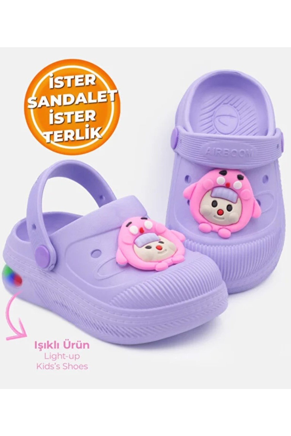 Lila Anatomik Comfort Günlük Sahil Plaj Havuz Işıklı Çocuk Terlik & Sandalet 5