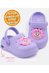 Lila Anatomik Comfort Günlük Sahil Plaj Havuz Işıklı Çocuk Terlik & Sandalet 5