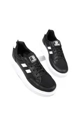 Kadın Siyah-beyaz Anorak Kalın Taban Sneaker Günlük Spor Ayakkabı