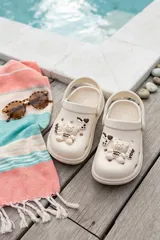 Ekru Ayıcıklı Kreş Sahil Plaj Havuz Terliği Unisex Çocuk Terlik & Sandalet 3