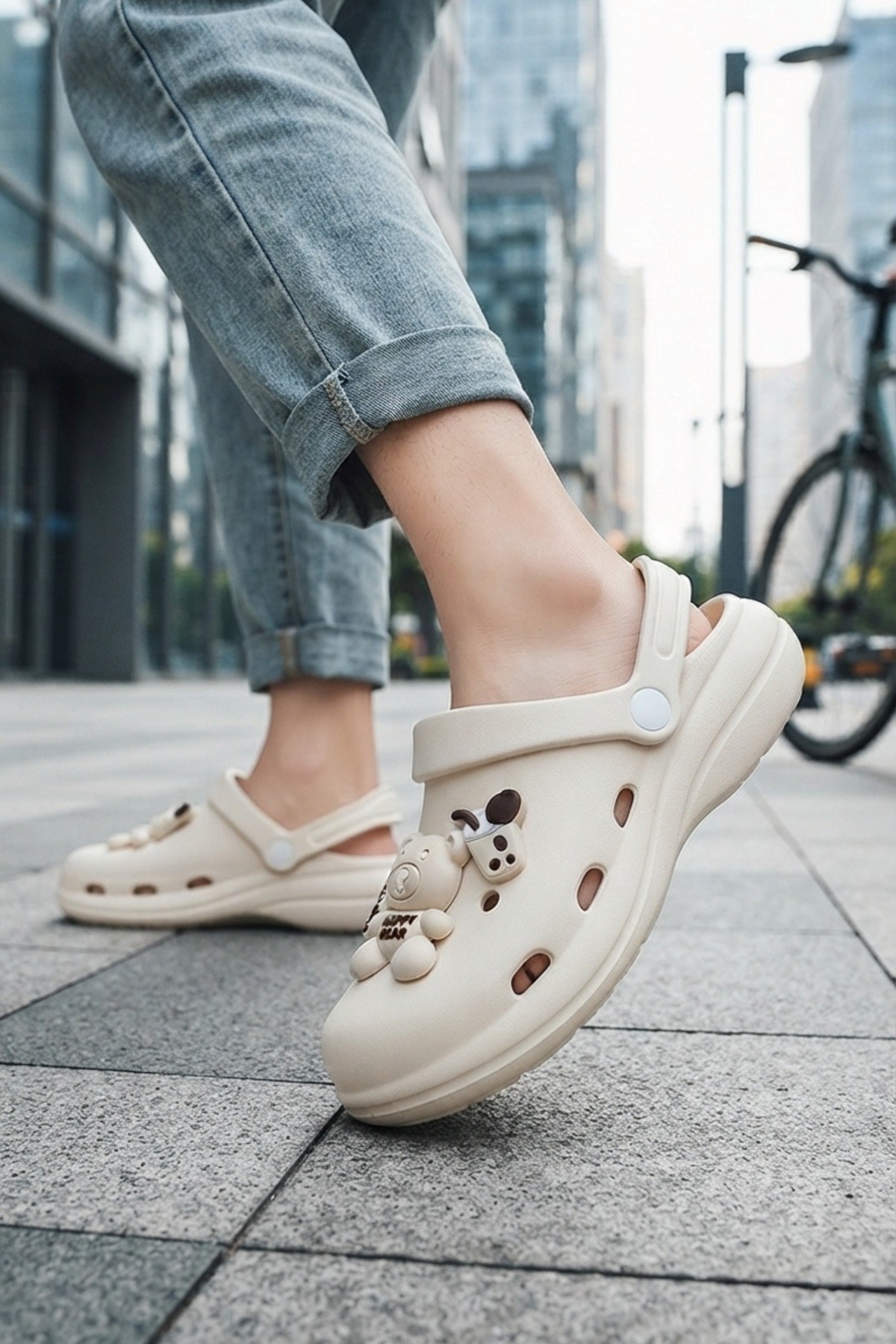 Ekru Ayıcıklı Kreş Sahil Plaj Havuz Terliği Unisex Çocuk Terlik & Sandalet 5