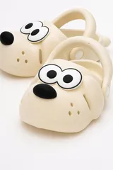 Doggy Ekru Köpek Figürlü Sevimli Günlük Bahçe Sahil Plaj Kreş Unisex Çocuk Terlik&Sandalet 3