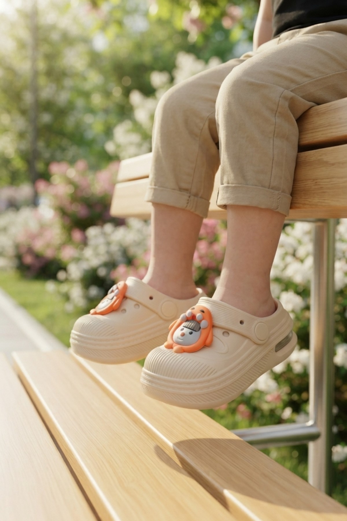 Ekru Anatomik Comfort Günlük Sahil Plaj Havuz Işıklı Çocuk Terlik & Sandalet 3