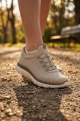 Bej Kadın Günlük Sneaker Yazlık Fileli Spor Ayakkabı 6