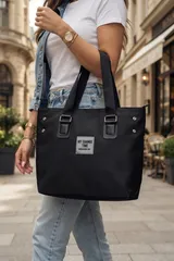 Siyah Günlük El ve Omuz Askılı Shopper Kadın Çanta 4