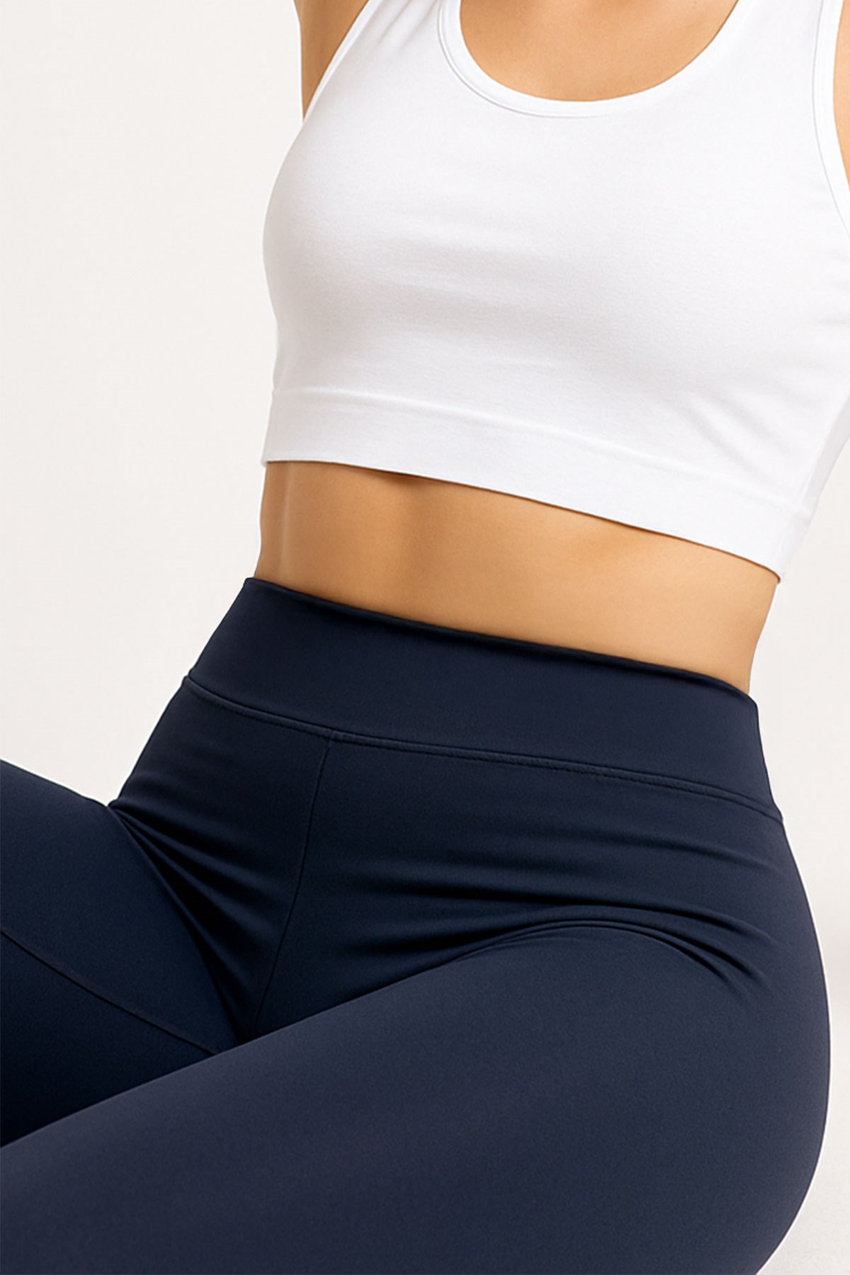 Lacivert Yüksek Bel Toparlayıcı Kadın Tayt Yüksek Kalite Spor Günlük Kullanım Yoga Tayt 6