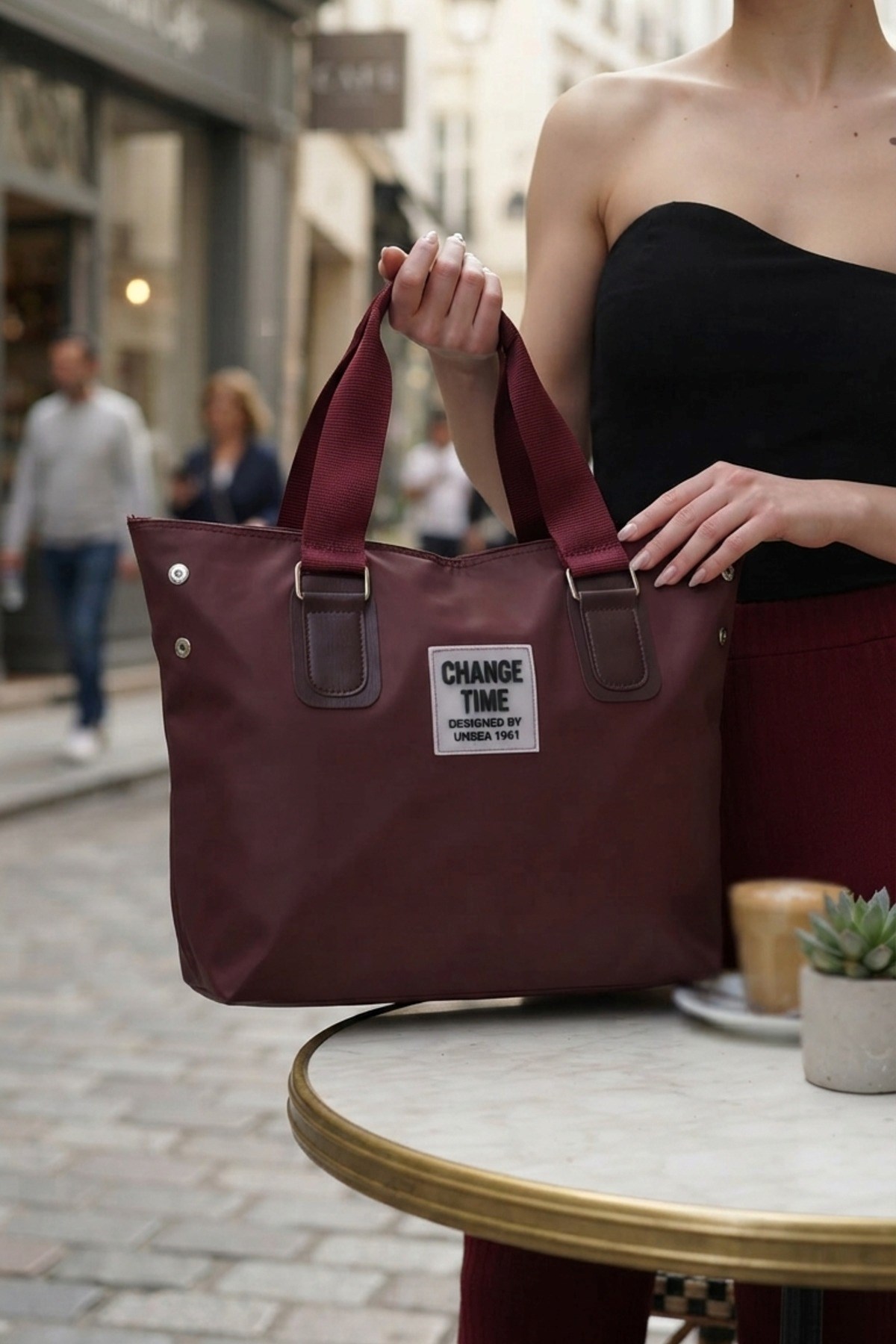 Bordo Günlük El ve Omuz Askılı Shopper Kadın Çanta