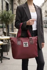 Bordo Günlük El ve Omuz Askılı Shopper Kadın Çanta 5