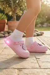 Pembe Günlük Sahil Plaj Havuz Kreş Işıklı Kız Çocuk Terlik & Sandalet