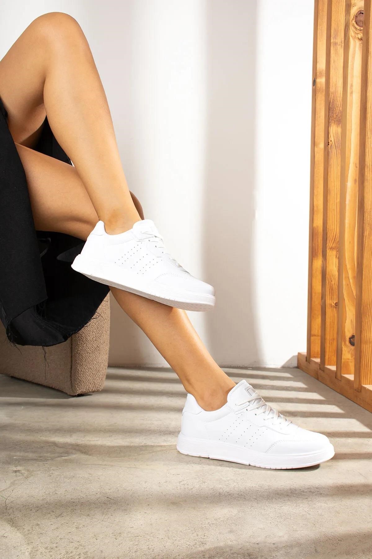 Beyaz Unisex Hafif Taban Günlük Yürüyüş Rahat Sneaker Spor Ayakkabı 2