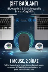 Ultra Slim Sessiz Tıklama Bluetooth Şarjlı 2.4ghz Kablosuz Mouse 1600dpi 2