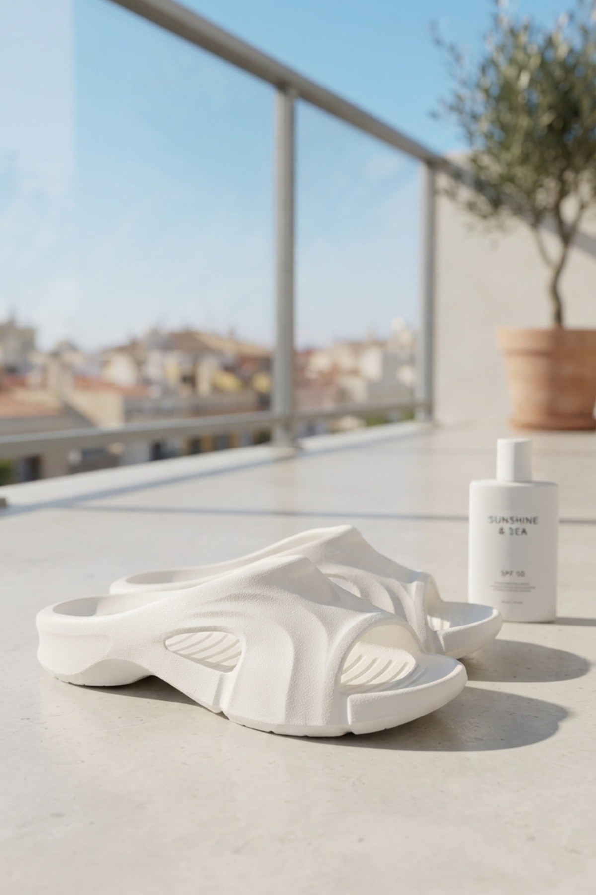 Beyaz Günlük Balkon Bahçe Havuz Plaj Terliği Unisex Terlik 9