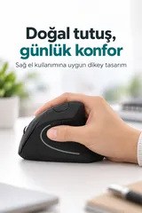 Sessiz Click Ergonomik Dikey Kablosuz Mouse Bluetooth 2.4GHz USB Çift Cihaz Geçiş 800/1200/1600 DPI 5