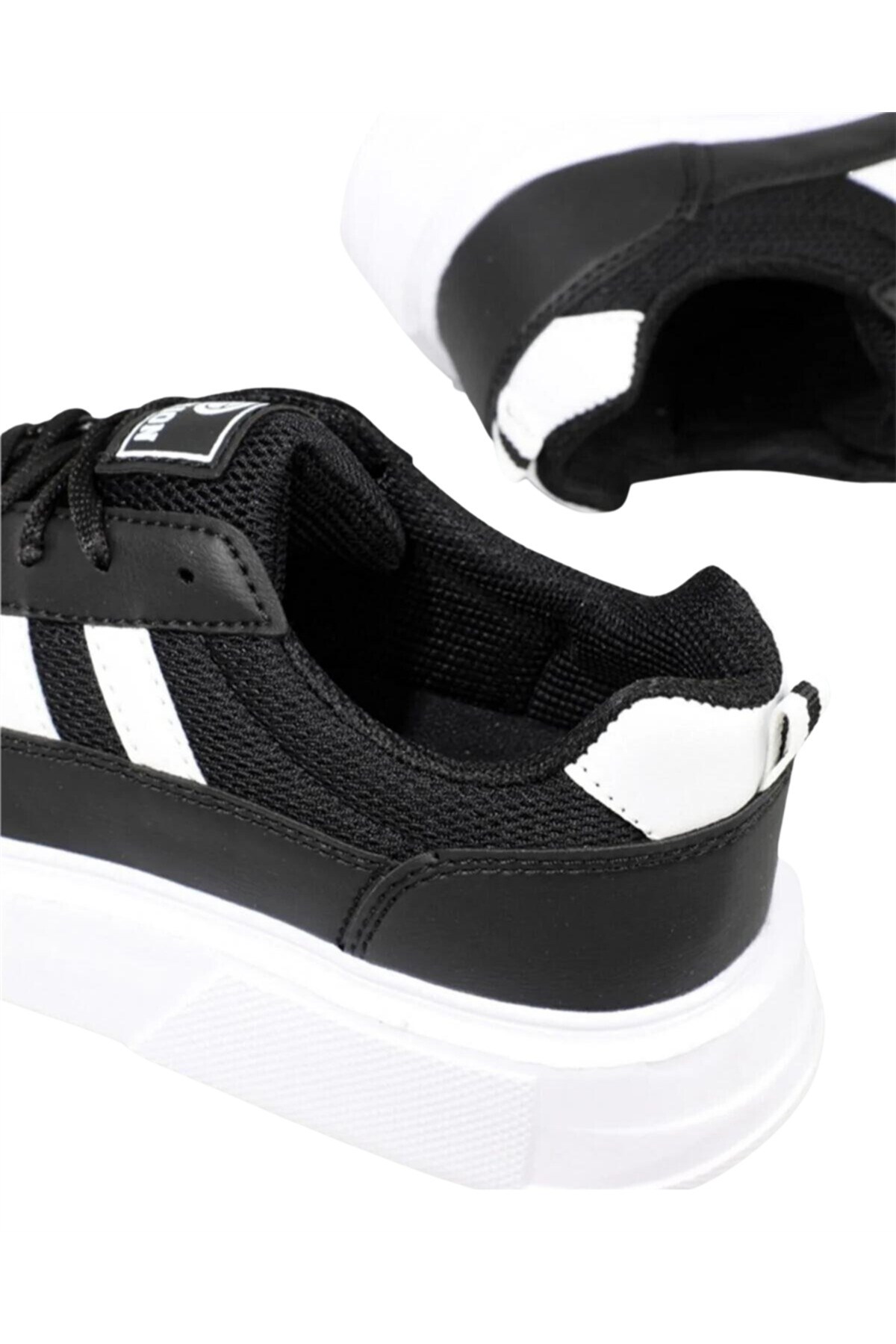 Kadın Siyah-beyaz Anorak Kalın Taban Sneaker Günlük Spor Ayakkabı 4