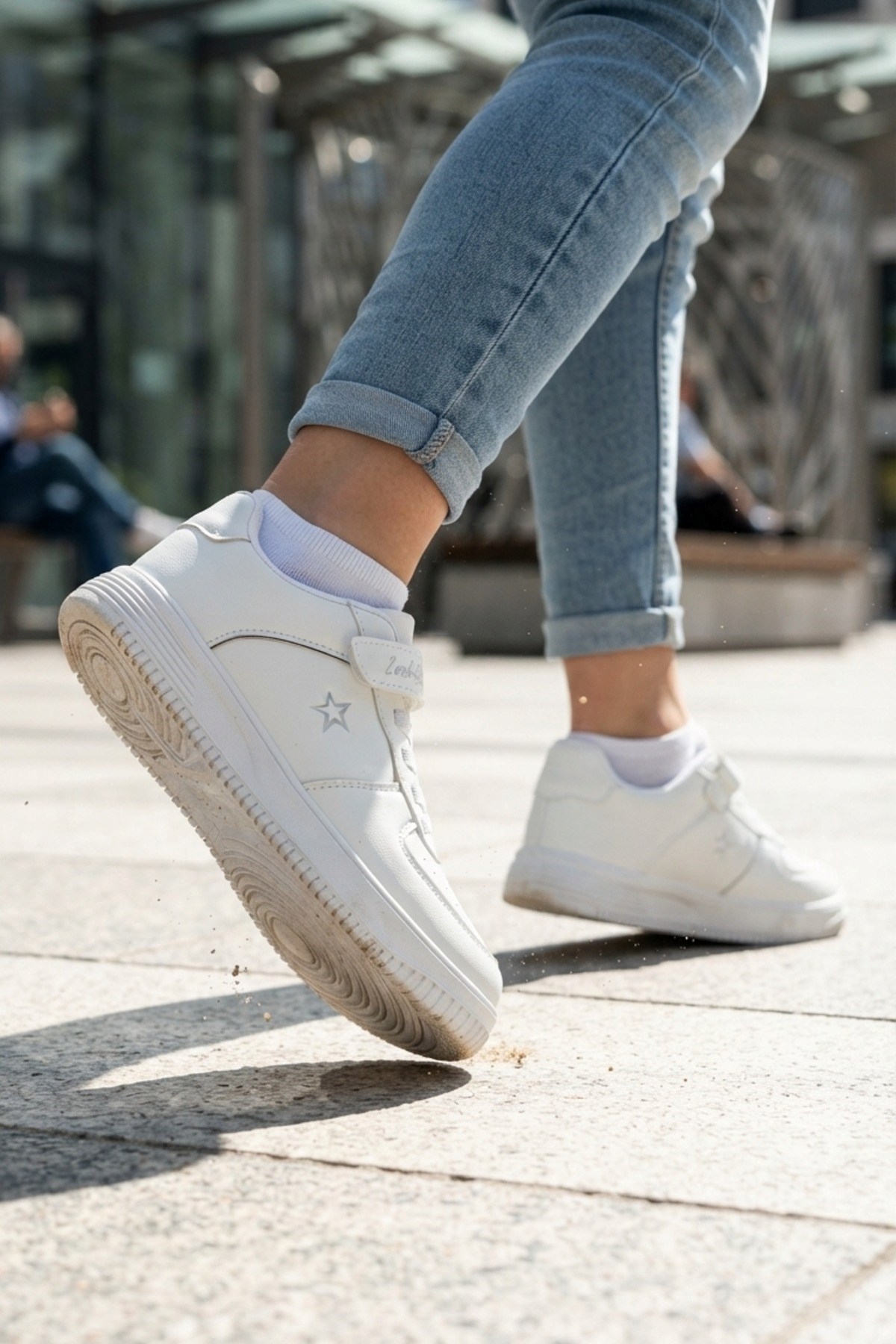 Beyaz Günlük Sneaker Cırtlı Unisex Çocuk Spor Ayakkabı