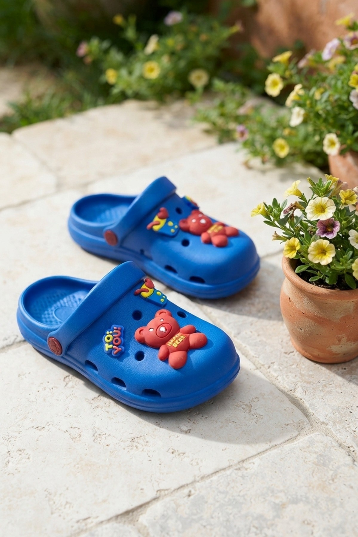 Saks Mavi Ayıcıklı Kreş Sahil Plaj Havuz Terliği Unisex Çocuk Terlik & Sandalet 7