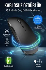 Ultra Slim Sessiz Tıklama Bluetooth Şarjlı 2.4ghz Kablosuz Mouse 1600dpi