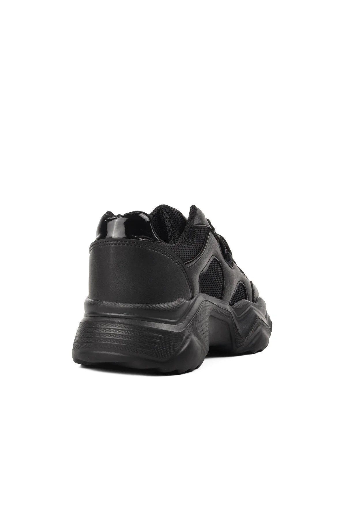 Siyah Rahat Kalın Taban Kadın Sneaker Günlük  Spor Ayakkabı 3