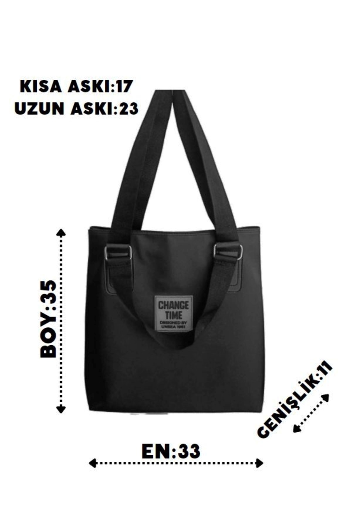 Siyah Günlük El ve Omuz Askılı Shopper Kadın Çanta 8