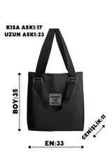 Siyah Günlük El ve Omuz Askılı Shopper Kadın Çanta 8