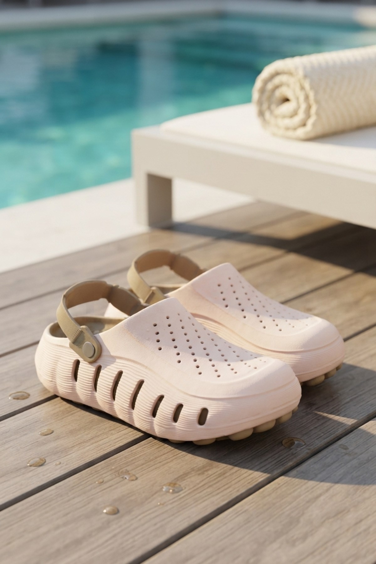 Ekru Kum Günlük Sahil Havuz Plaj Terliği Eva Unisex Terlik & Sandalet 2