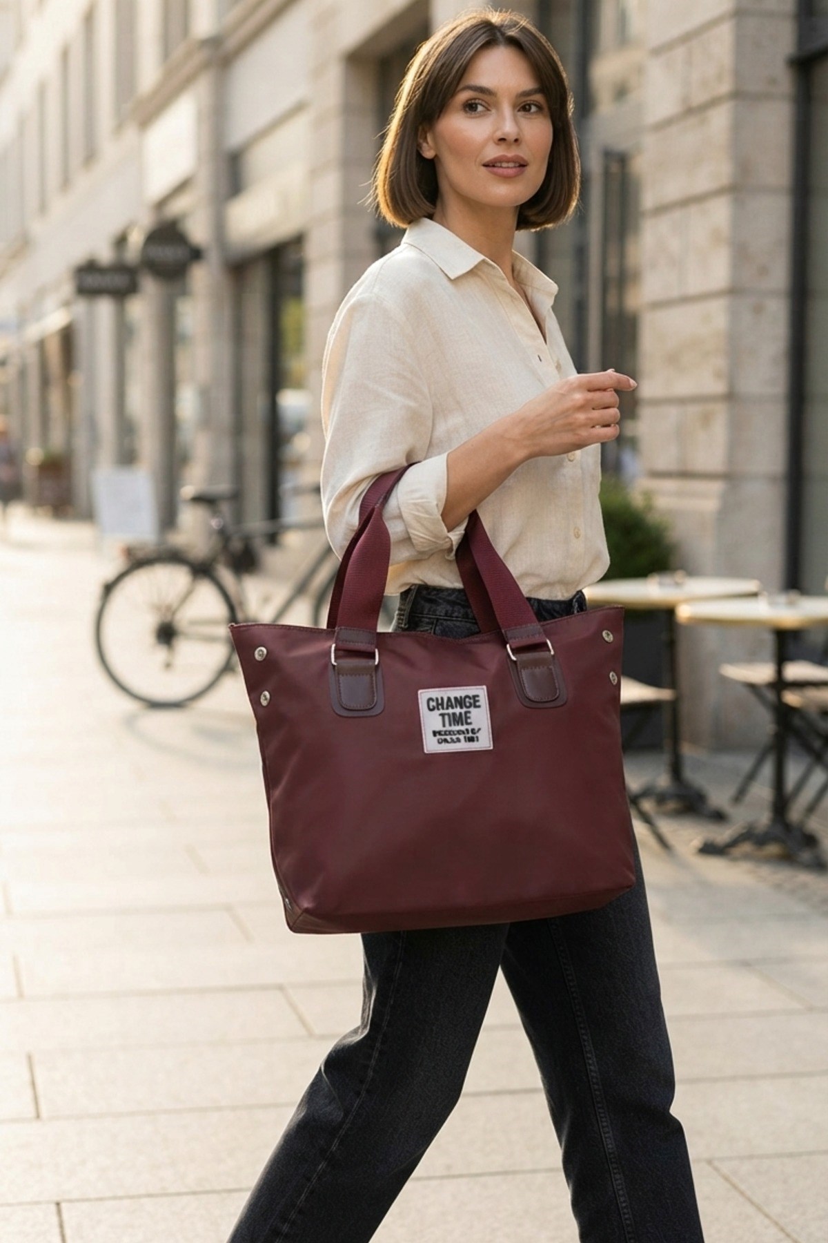 Bordo Günlük El ve Omuz Askılı Shopper Kadın Çanta 4
