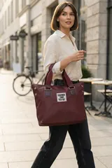 Bordo Günlük El ve Omuz Askılı Shopper Kadın Çanta 4
