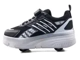 Erkek Çocuk Işıklı Tekerlekli Paten Ayakkabı -Siyah Desenli Spor Ayakkabı 6