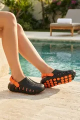Siyah Turuncu Günlük Sahil Havuz Plaj Terliği Unisex Terlik & Sandalet 4