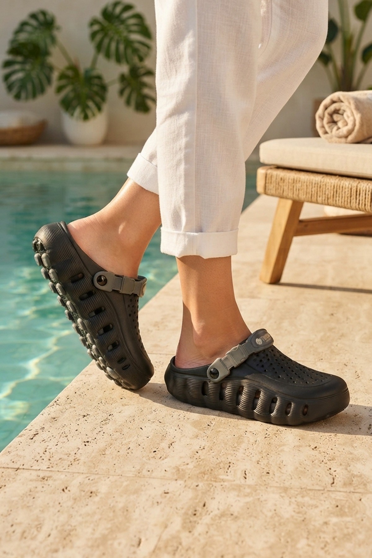 Siyah Füme Günlük Sahil Havuz Plaj Terliği Unisex Terlik & Sandalet 4