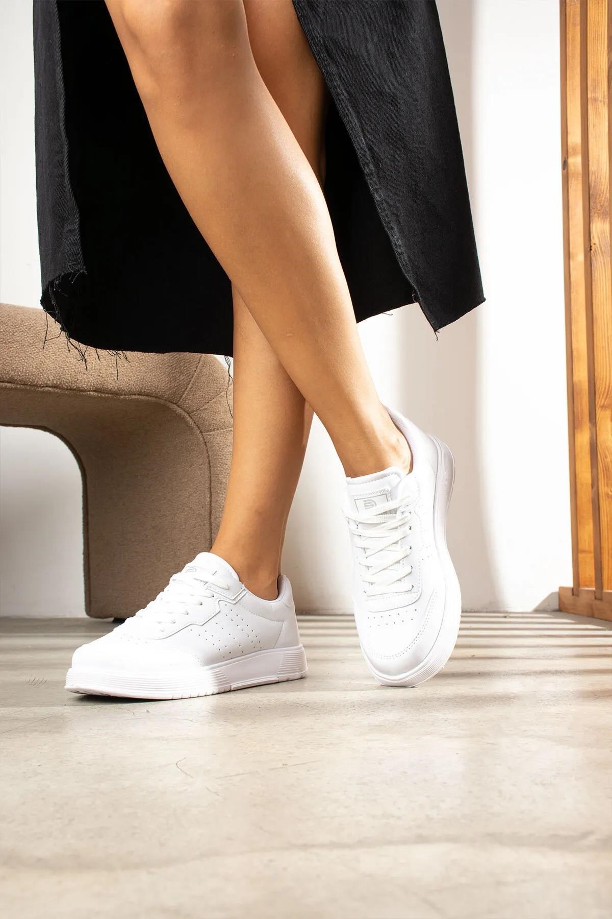 Beyaz Unisex Hafif Taban Günlük Yürüyüş Rahat Sneaker Spor Ayakkabı