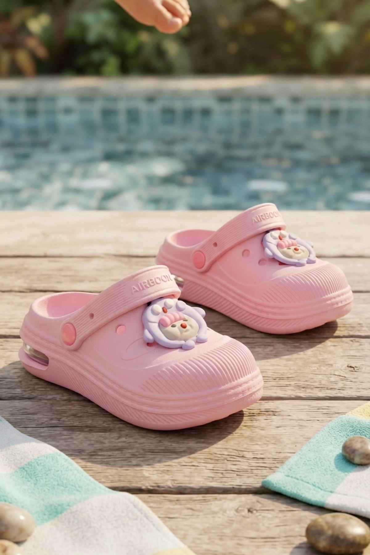 Pembe Günlük Sahil Plaj Havuz Kreş Işıklı Kız Çocuk Terlik & Sandalet 4