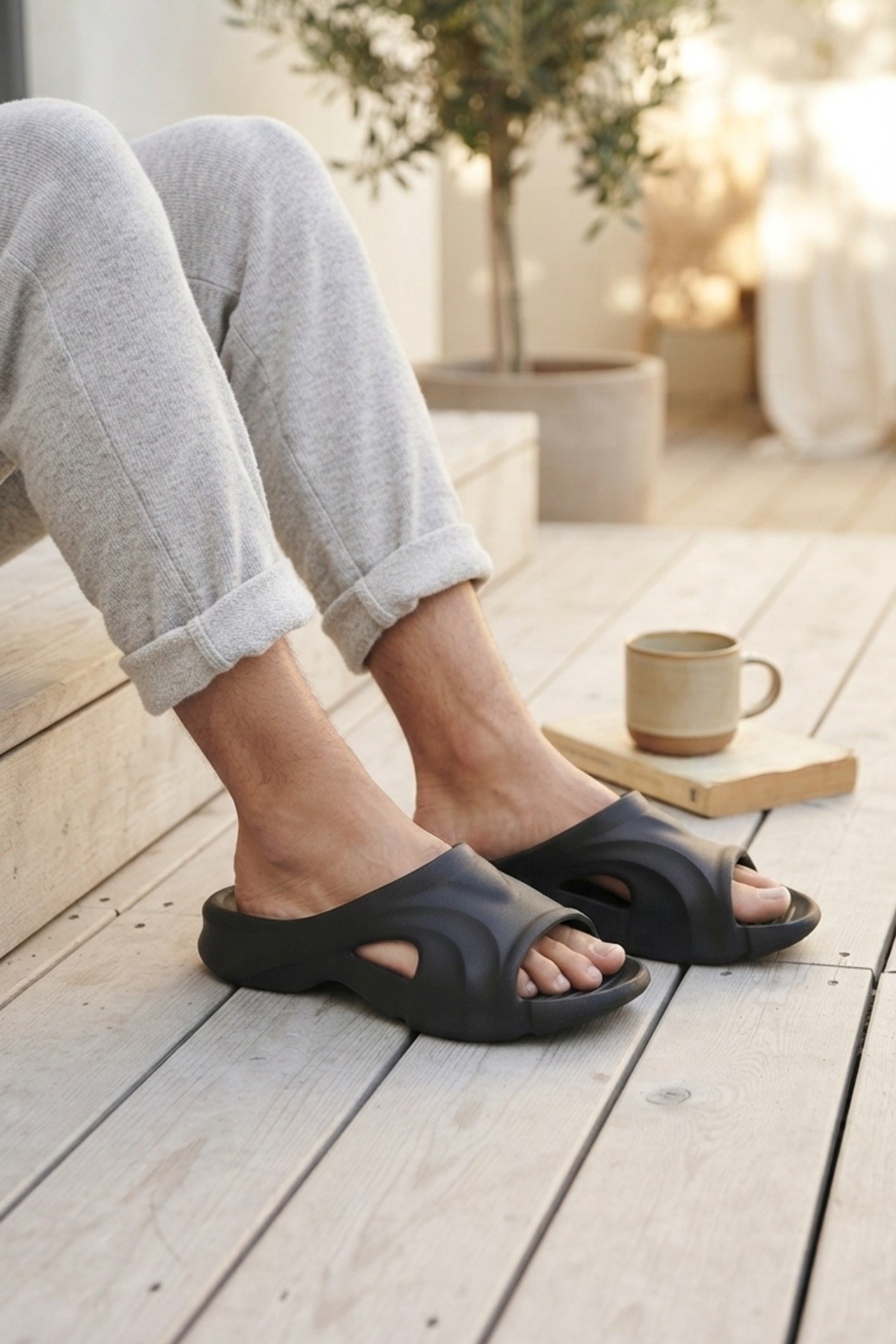 Siyah Günlük Balkon Bahçe Havuz Plaj Terliği Unisex Terlik 2