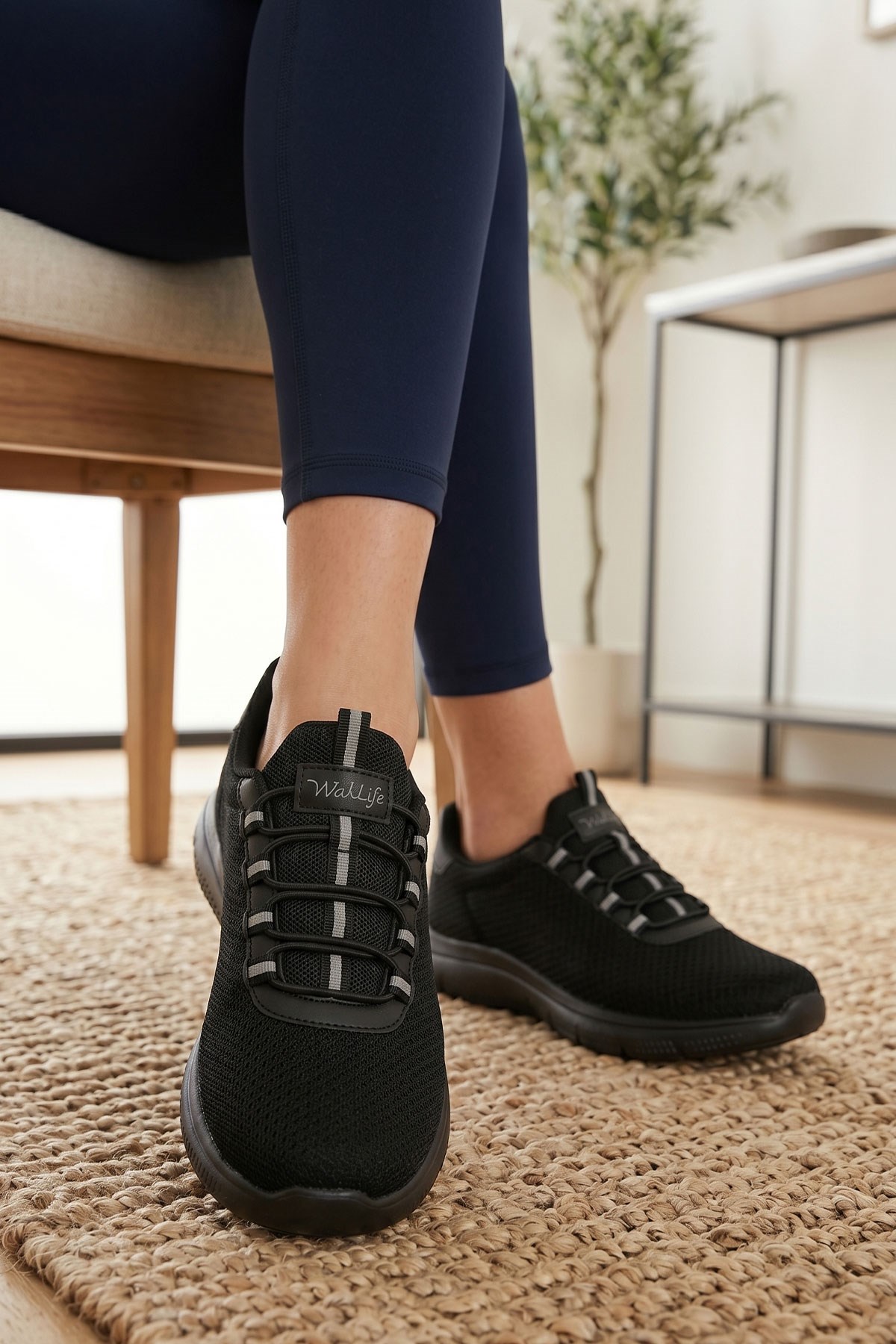 Siyah Unisex Günlük Sneaker Yazlık Fileli Spor Ayakkabı 4