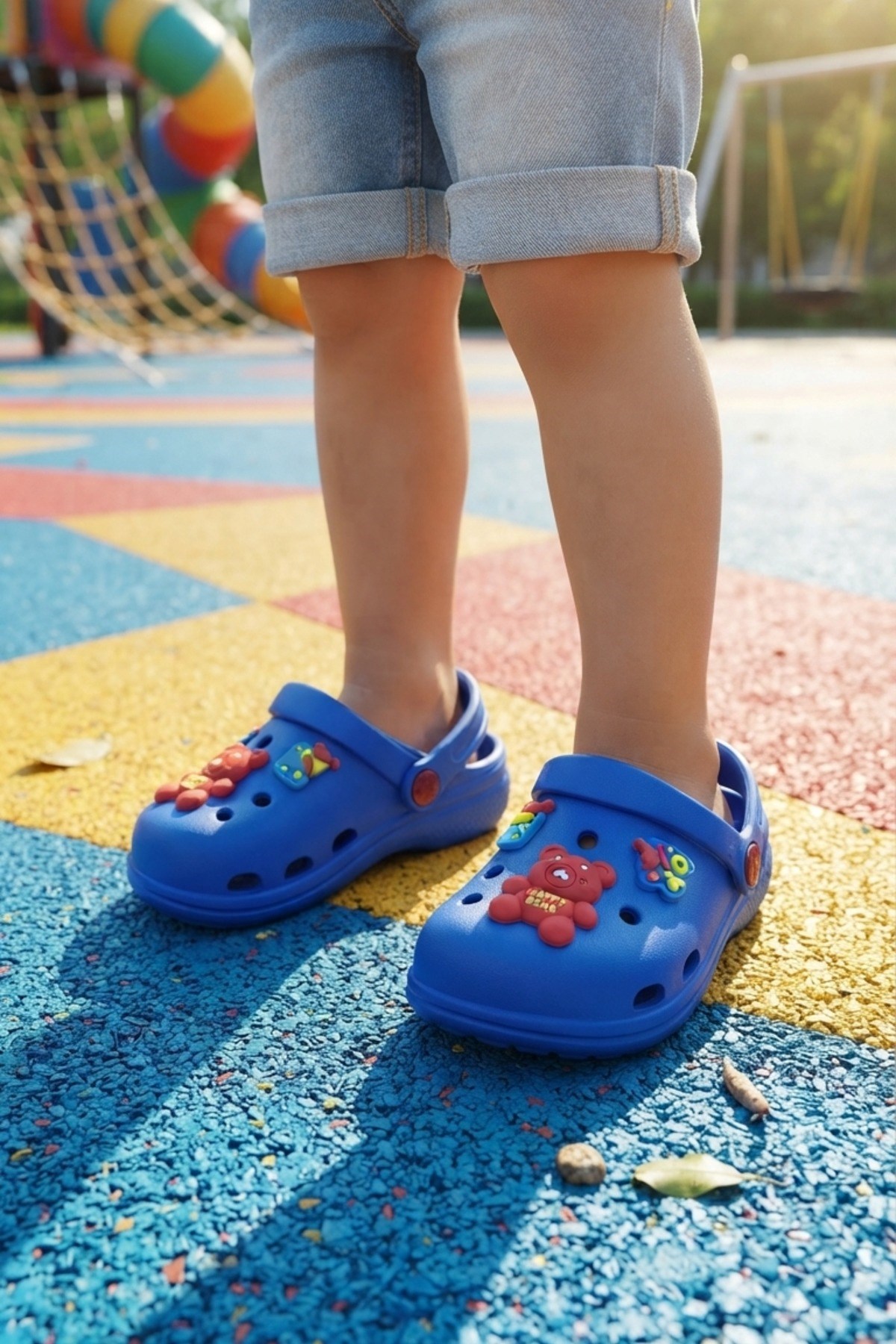 Saks Mavi Ayıcıklı Kreş Sahil Plaj Havuz Terliği Unisex Çocuk Terlik & Sandalet 3