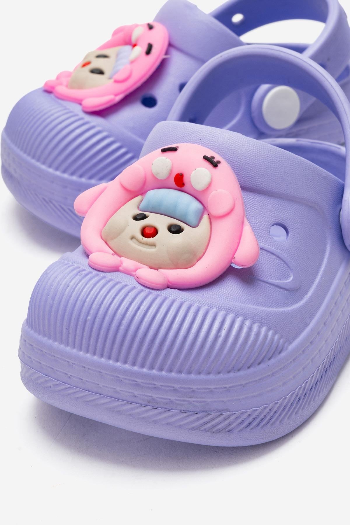 Lila Anatomik Comfort Günlük Sahil Plaj Havuz Işıklı Çocuk Terlik & Sandalet 3