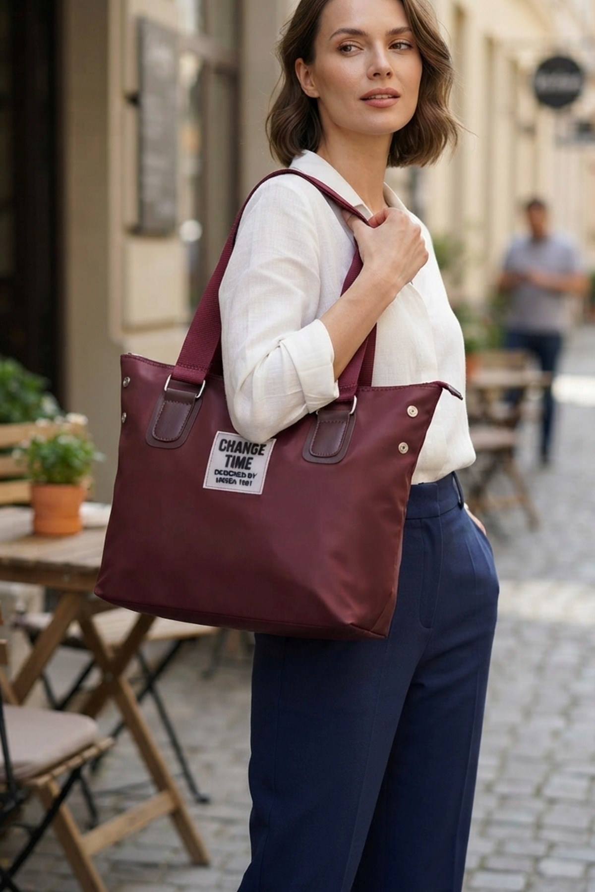 Bordo Günlük El ve Omuz Askılı Shopper Kadın Çanta 2
