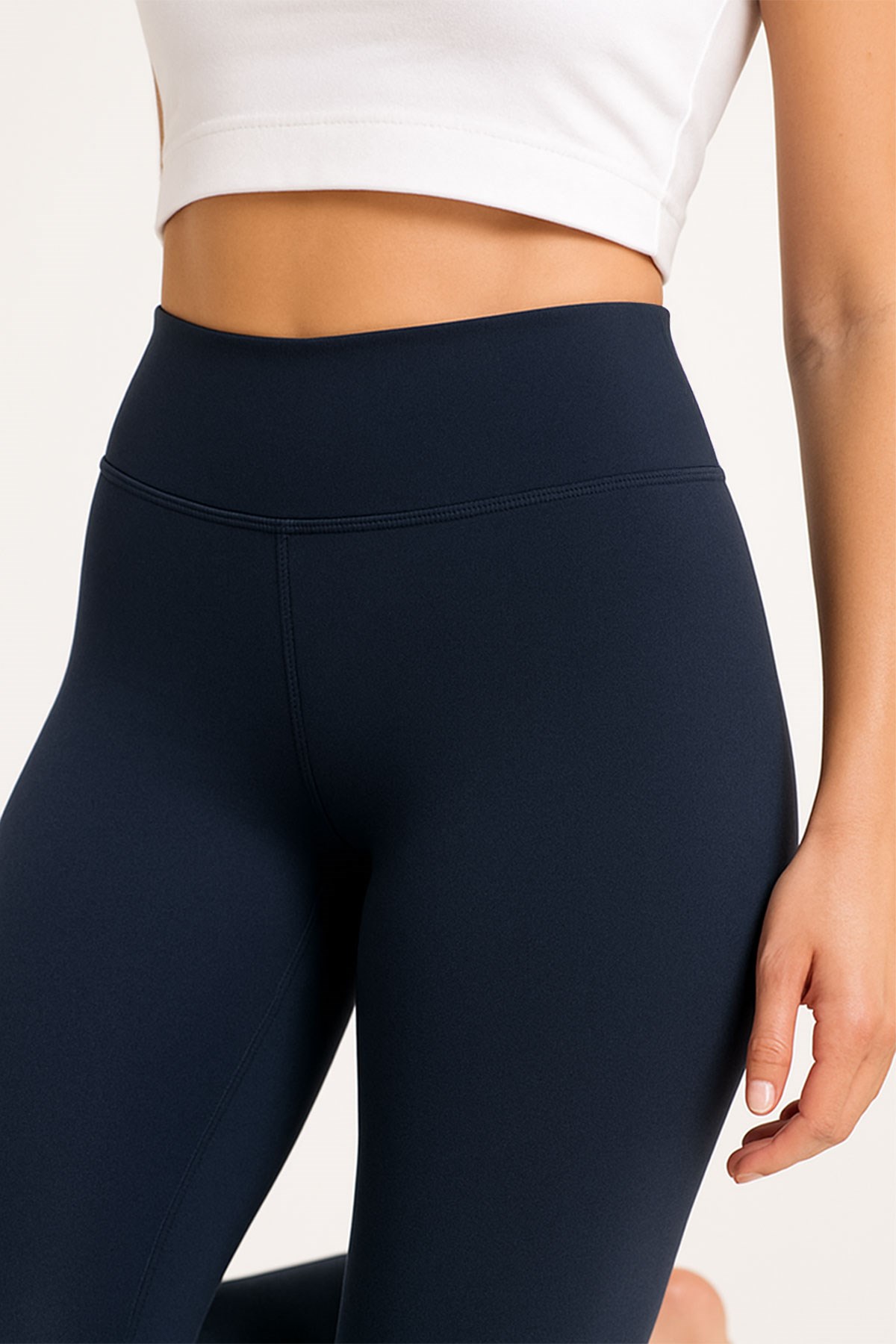 Lacivert Yüksek Bel Toparlayıcı Kadın Tayt Yüksek Kalite Spor Günlük Kullanım Yoga Tayt 3