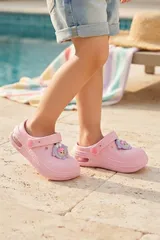 Pembe Günlük Sahil Plaj Havuz Kreş Işıklı Kız Çocuk Terlik & Sandalet 6