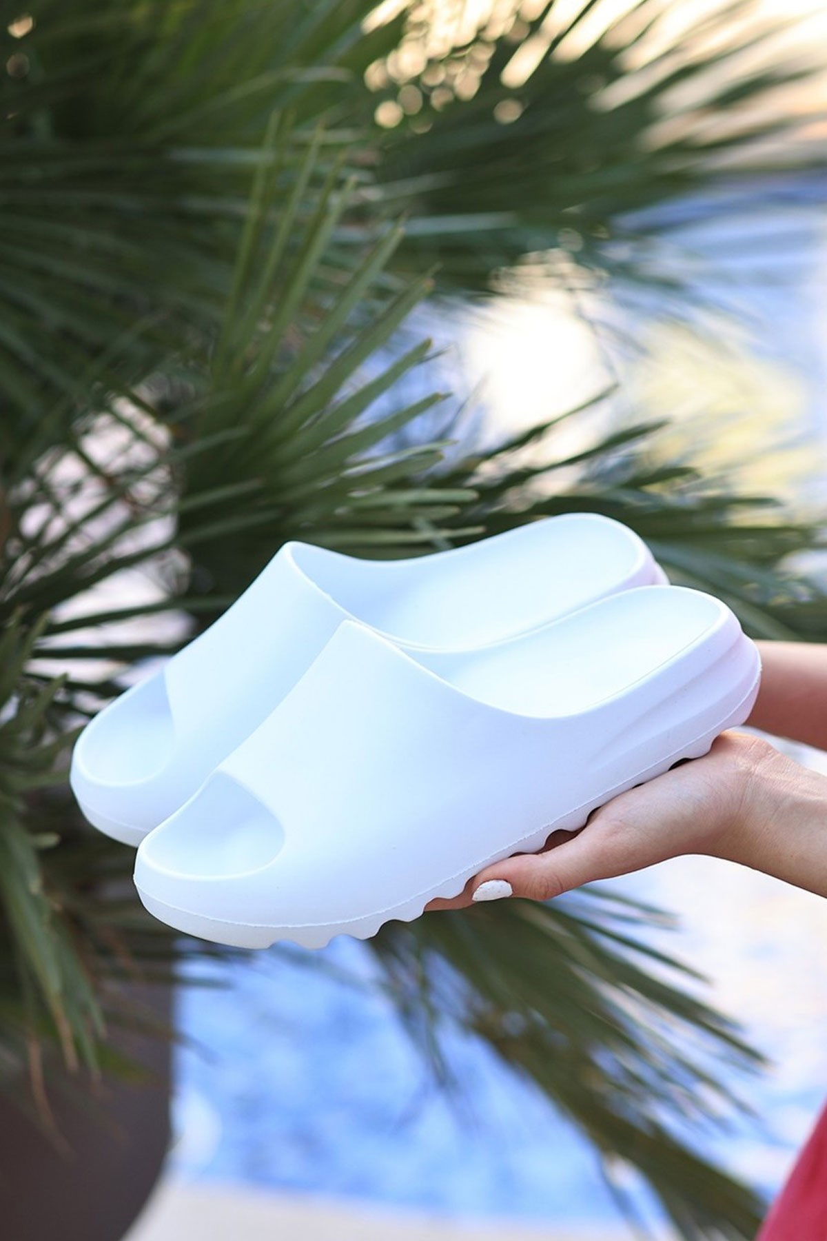 EVA Unisex Kadın Erkek Beyaz Sabo Günlük Rahat Balkon Bahçe Havuz Plaj Terliği 2