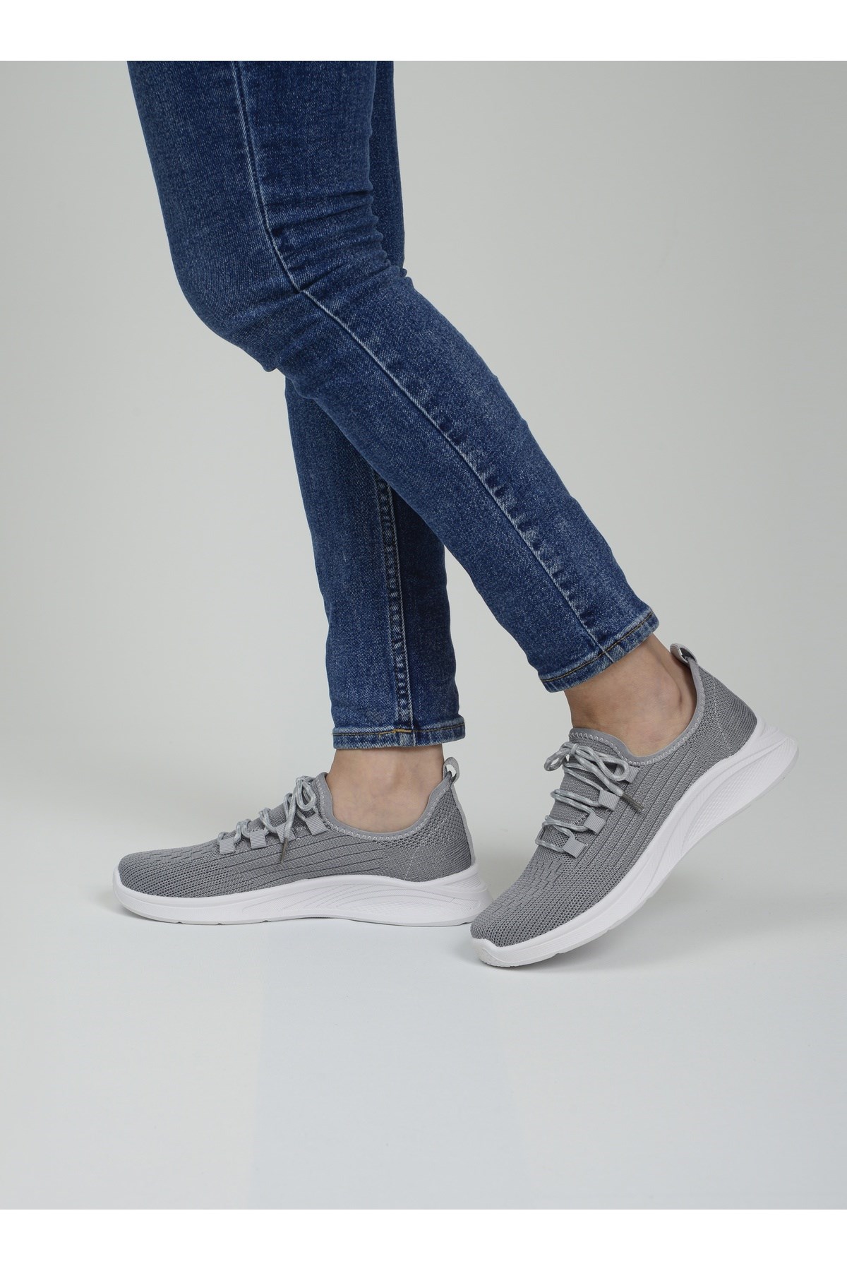 Gri Fileli Yazlık Günlük Kadın Spor Ayakkabı Sneaker 4