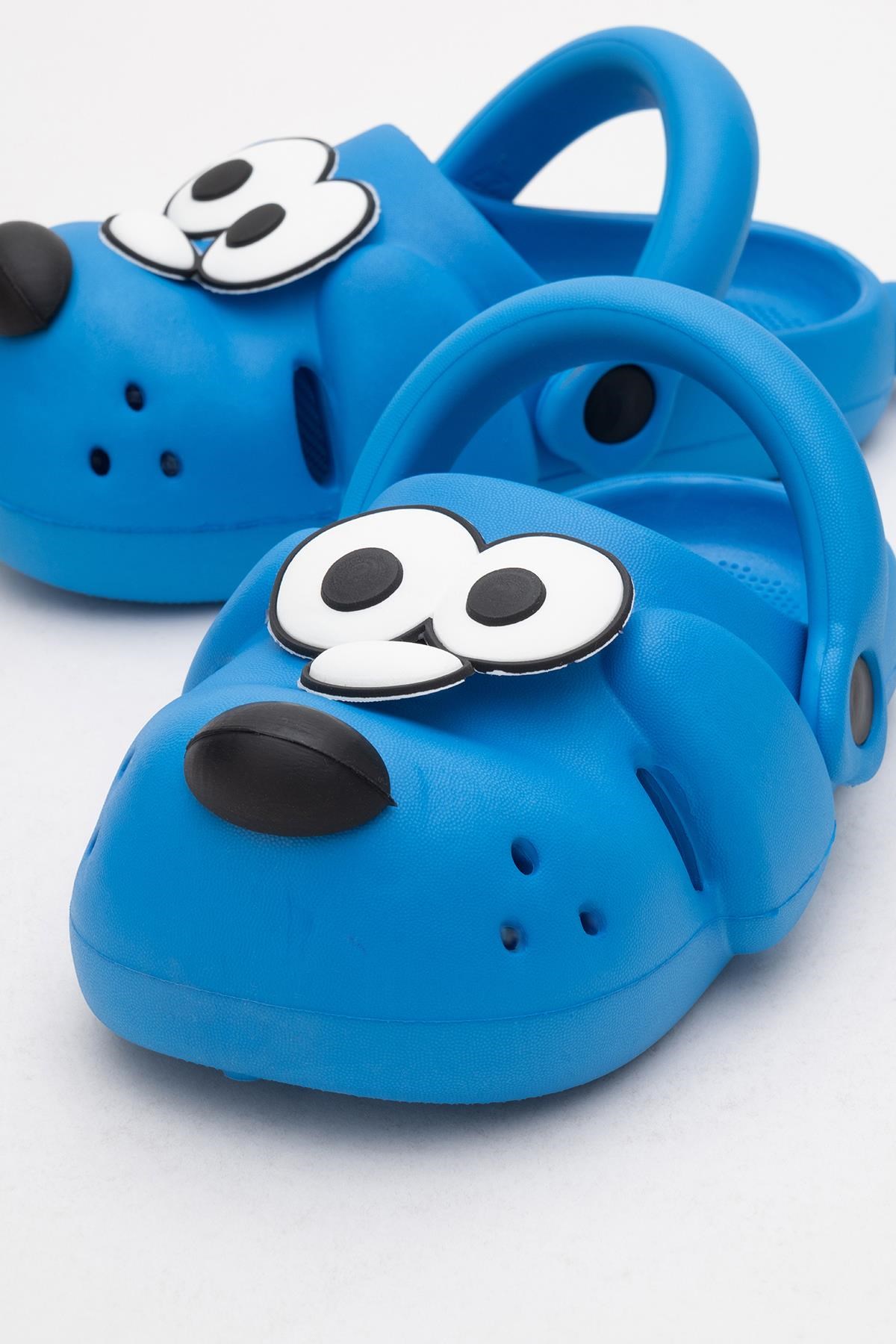 Doggy Saks Mavi Köpek Figürlü Sevimli Günlük Bahçe Sahil Plaj Kreş Unisex Çocuk Terlik & Sandalet 4