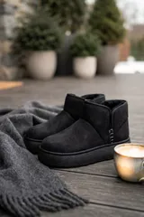 Siyah İçi Kürklü Kısa Soğuğa Dayanıklı Süet Kadın Bot & Bootie 6