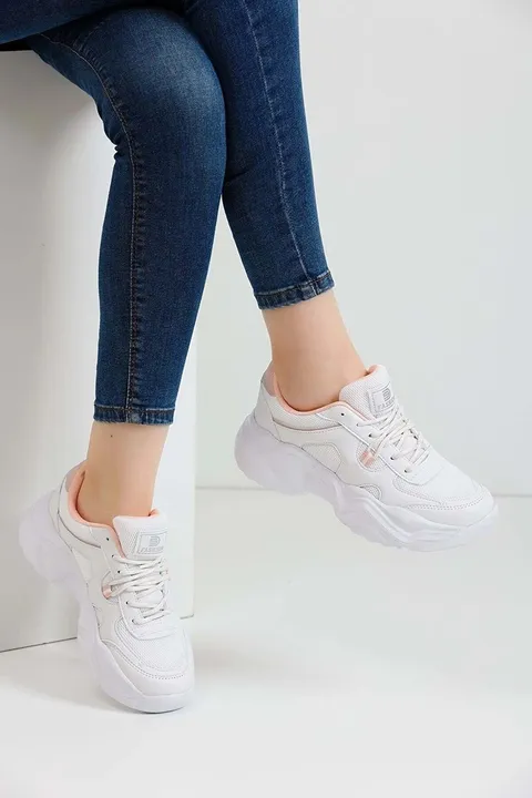 Beyaz Rahat Kalın Taban Kadın Sneaker Günlük Spor Ayakkabı