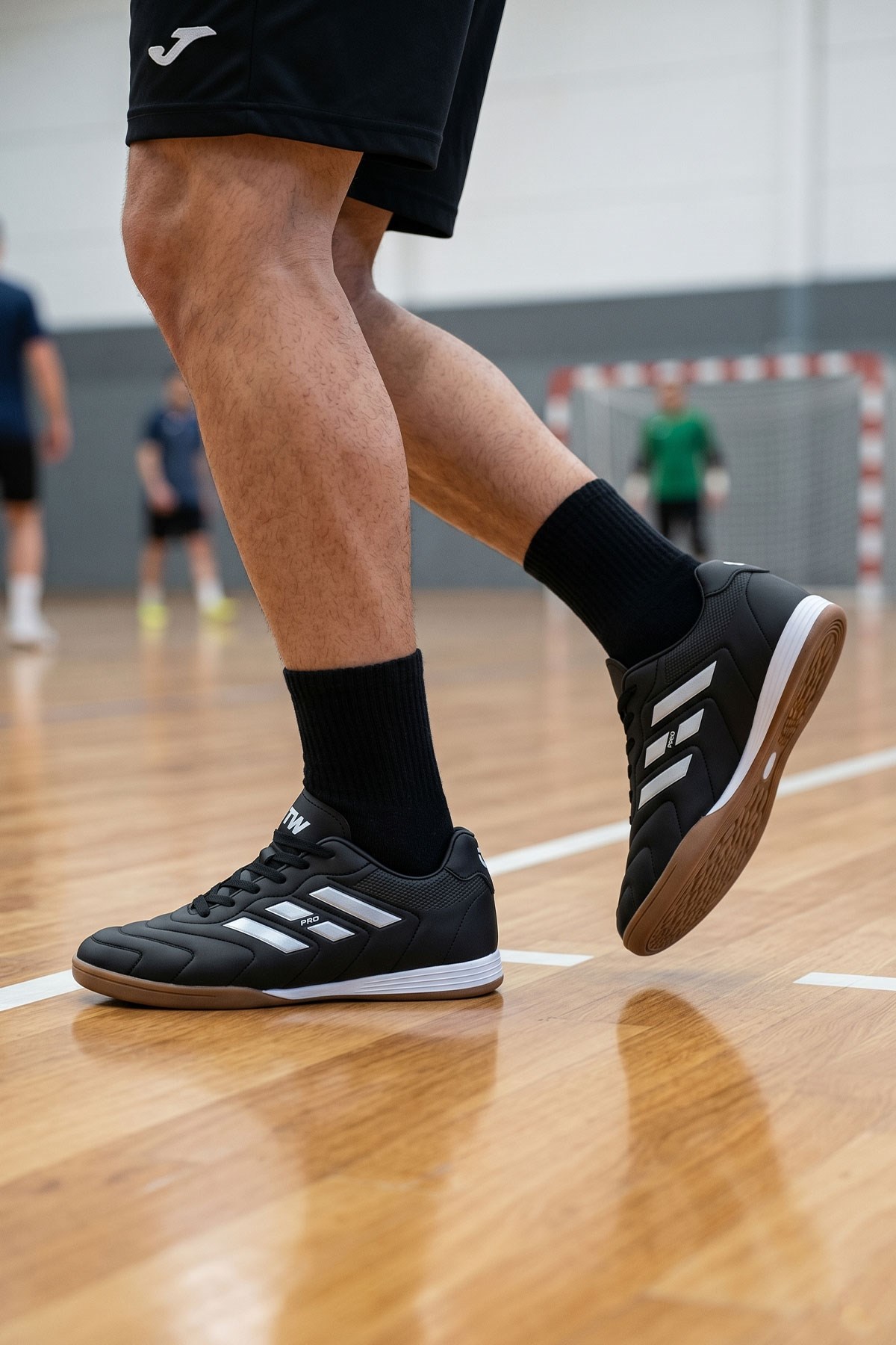 Siyah Unisex Salon Futbol Futsal Ayakkabısı Kaymaz Kauçuk Spor Ayakkabı