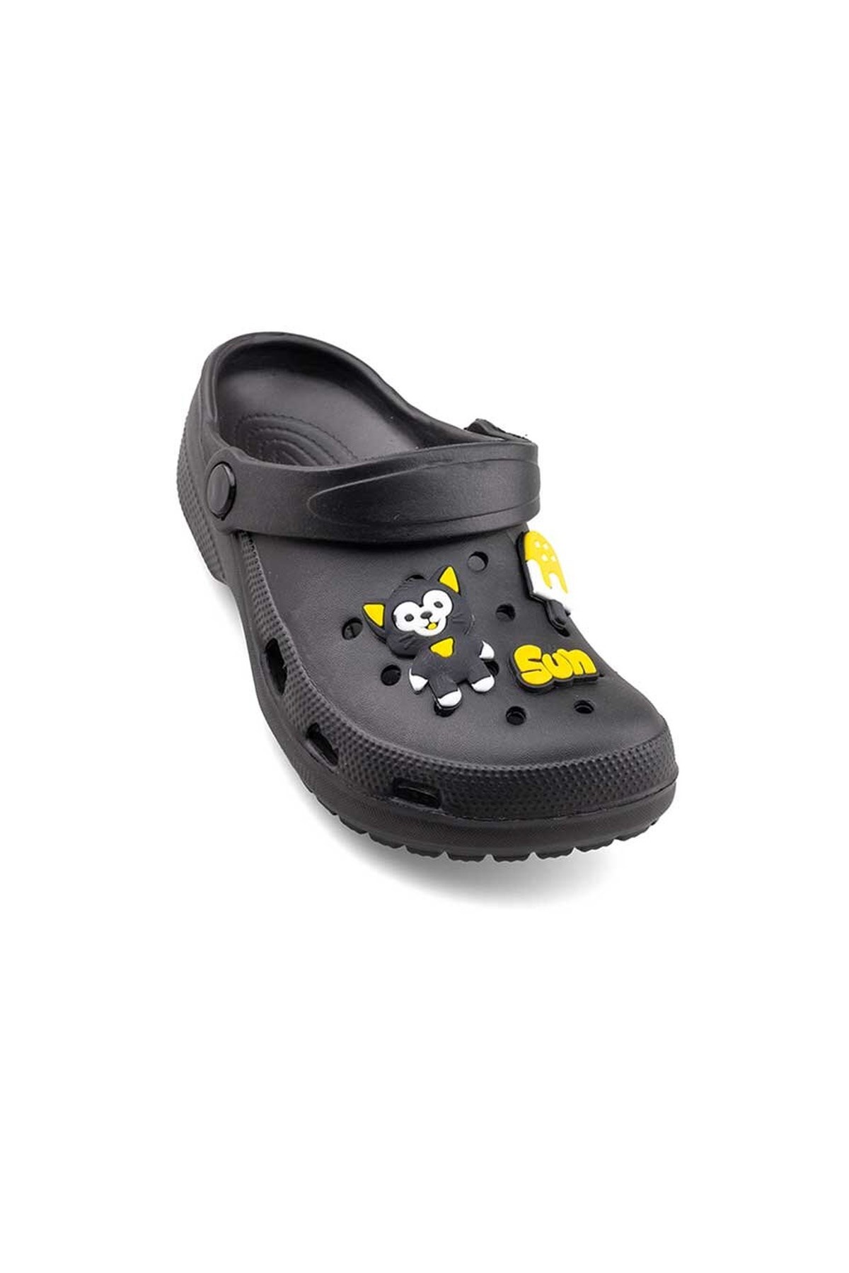 Siyah Figürlü Günlük Bahçe Sahil Plaj Kreş Unisex Çocuk Terlik&Sandalet 2