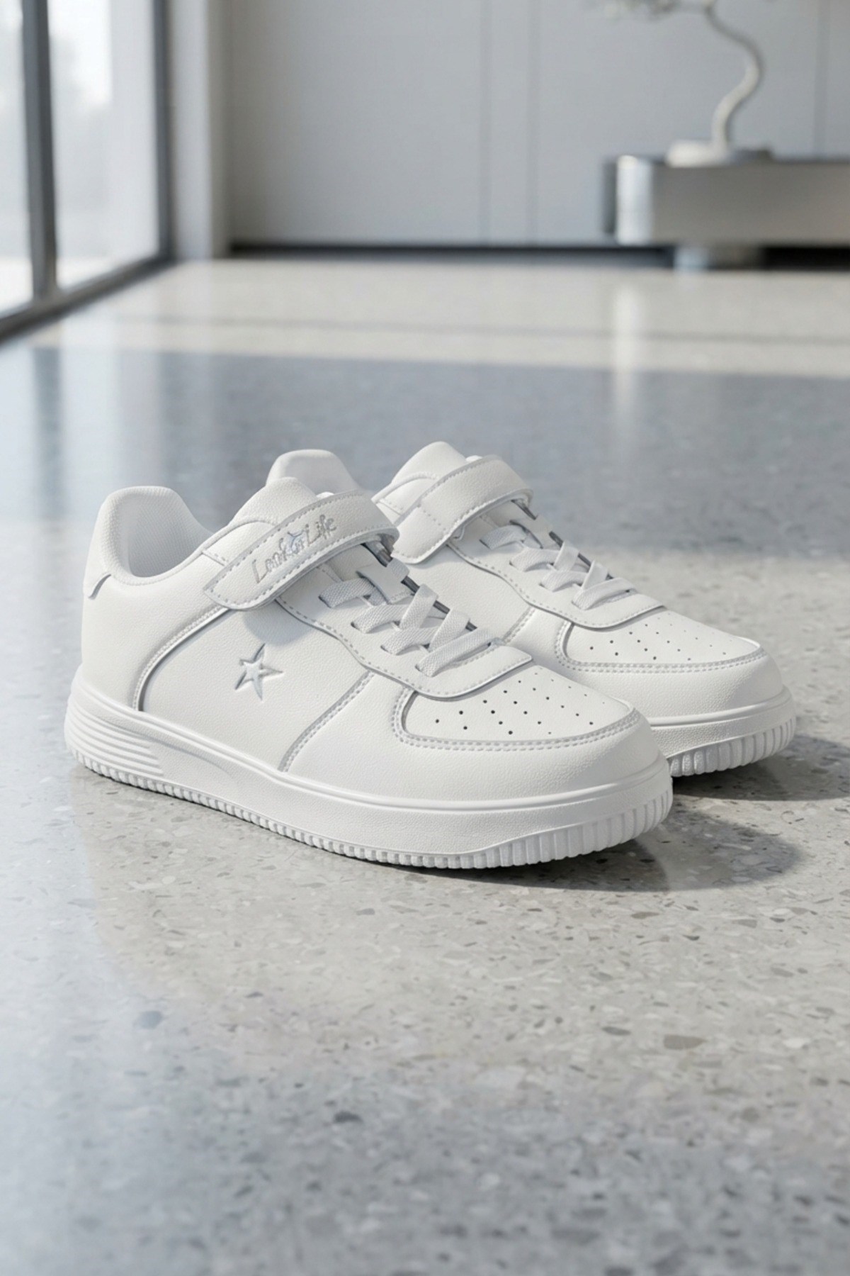 Beyaz Günlük Sneaker Cırtlı Unisex Çocuk Spor Ayakkabı 3
