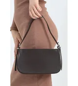 Kahverengi Minimalist Baget Kadın Omuz ve El Çantası 5